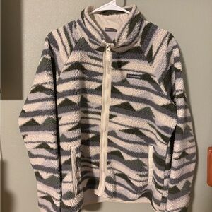 Columbia Cream, Gray & Olive Green Sherpa Fleece Jacket